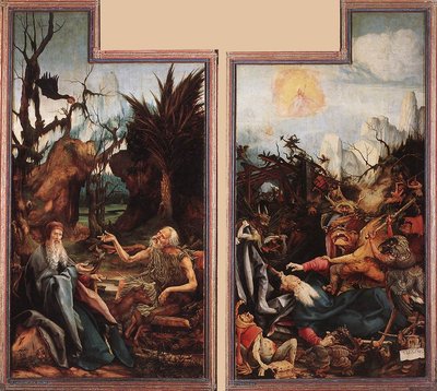 Besuch des Heiligen Antonius bei Paulus und Versuchung des Heiligen Antonius von Matthias Grünewald